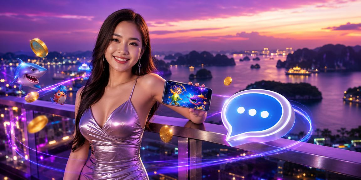Màn hình neon hiển thị thông tin cá cược tại vịnh Hạ Long về đêm