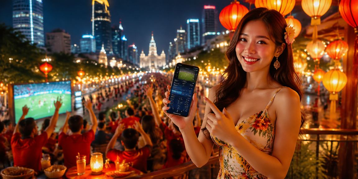 Người chơi eSports tại TP. Hồ Chí Minh xem kèo và kiểm tra khuyến mãi cá cược dưới ánh đèn lồng đêm