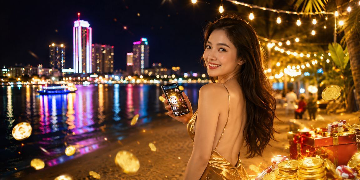 Chợ đêm Nha Trang sầm uất, người chơi thử bài trực tuyến trên điện thoại tại quầy giải khát