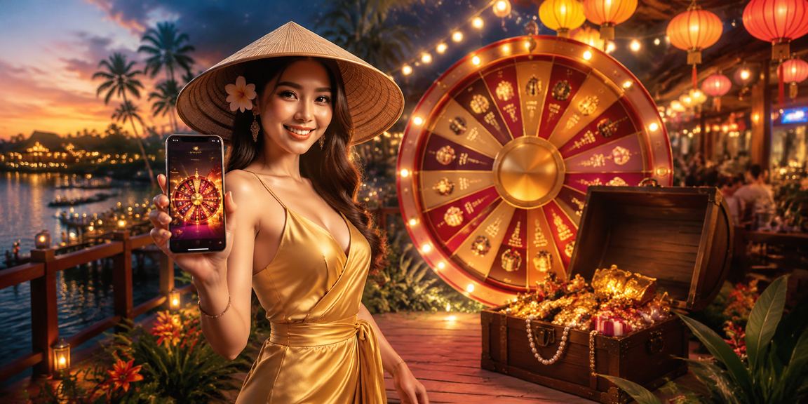Người dùng tại Phú Quốc tham gia chương trình quay số may mắn với nón lá truyền thống